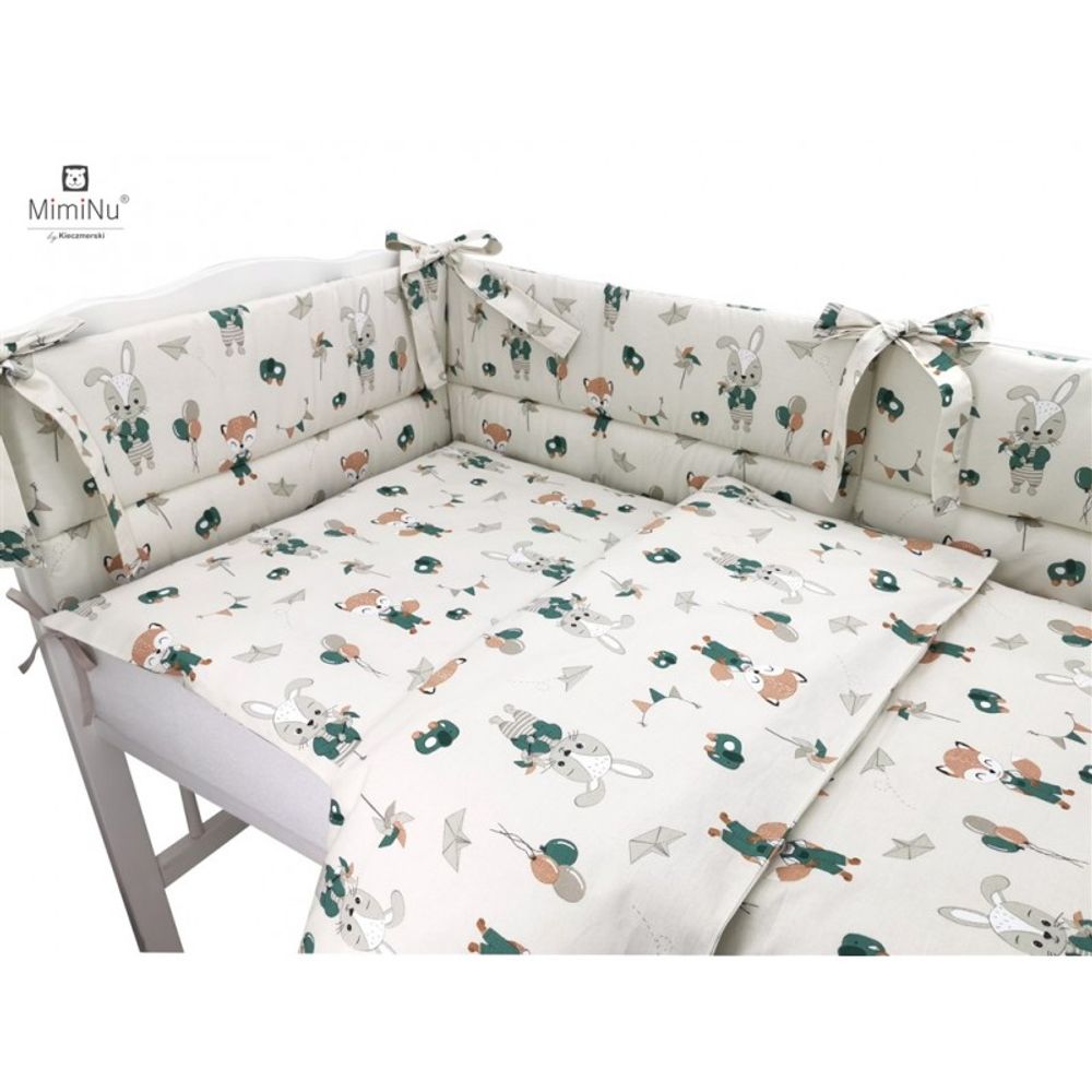 MimiNu posteljina set 5 elem. Bunny and Fox Beige (za krevetić 120x60 cm) slika 1