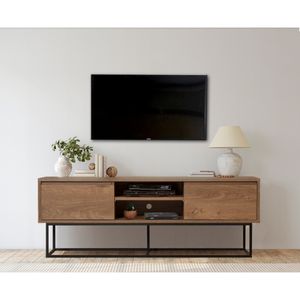 TV Stalak Rodez 140 u Boji Oraha sa Crnim Metalnim Okvirom