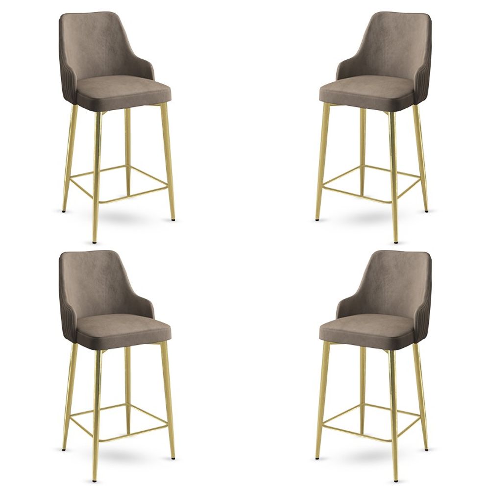 Enox - Gold Cappuccino Bar Stools Set (4 komada) slika 1