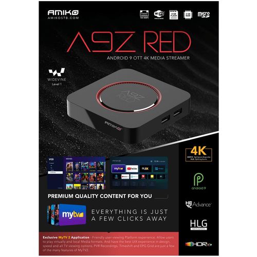 Amiko TV prijemnik IPTV, Android OS, 2/8GB, 4K, WiFi - A9Z Red slika 3