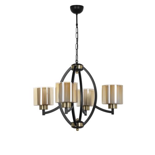 Paul 4 lü siyah avize bal camlı Vintage Chandelier slika 2