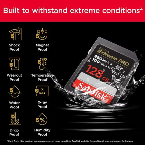 SanDisk Extreme PRO SDXC 128GB V60 UHS-II, 280/100MB/s slika 3