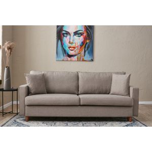Eva - Krem Sofa na Razvlačenje za 3 Osobe