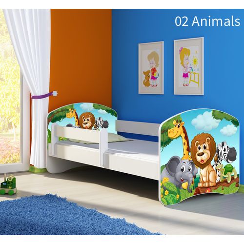 Dječji krevet ACMA s motivom, bočna bijela 180x80 cm 02-animals slika 1