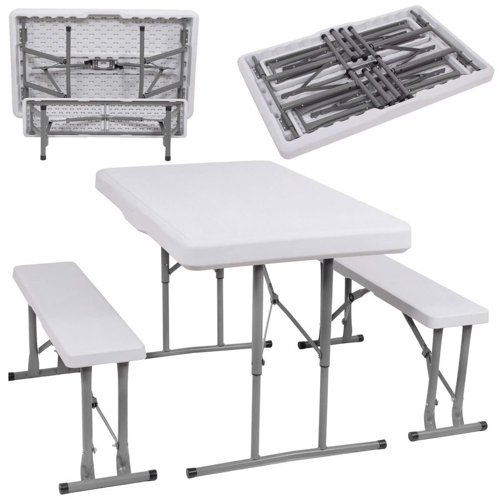 Set za catering stol + klupe 105 x 65 x 69 cm bijeli slika 5