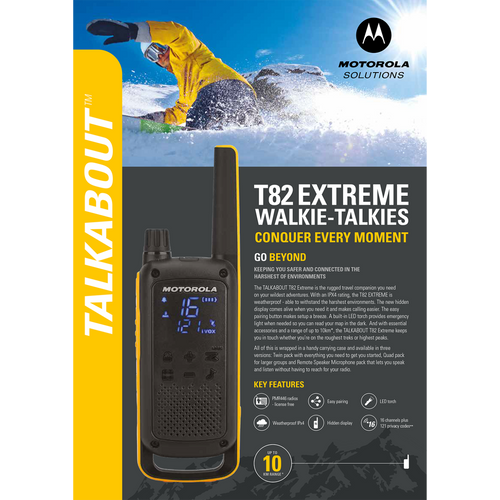 Motorola Walkie Talkie, domet 10 km, 16 kanala, vodootporno - TLKR T82 Extreme slika 6