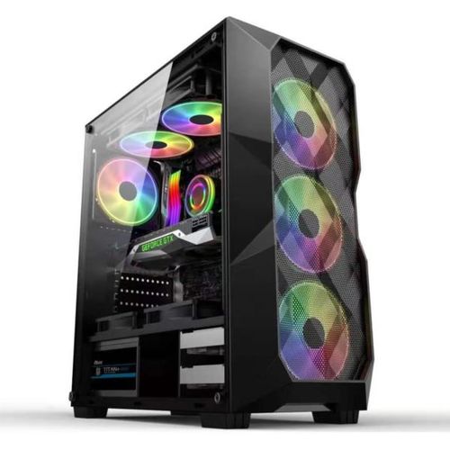 NaviaTec Raptor Gaming case with 4x RGB Fans, Tempered Glass Side, Mesh front panel slika 1