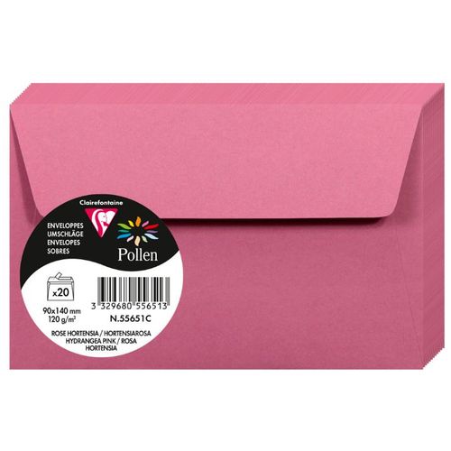 Clairefontaine kuverte Pollen 90x140mm 120gr hydrangea pink 1/20 slika 1