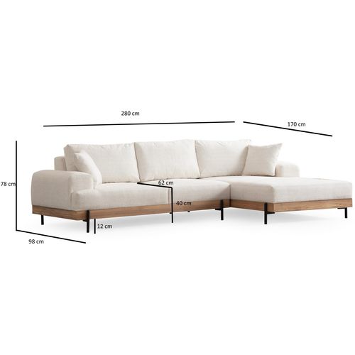 Eti Oak Right - White White Corner Sofa slika 10