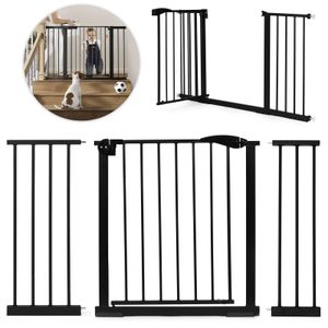 ECOTOYS sigurnosna vrata 74–132 cm za stepenice i vrata – čelična s dodatnim panelima, crna