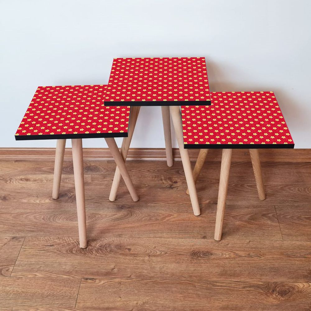 Set Nesting Stolova (3 Komada) 3Shp337 - Boje: Crvena, Žuta slika 1