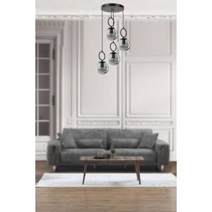 Morino 4 Lü Tepsili Füme Camlı Siyah Sarkıt Black Chandelier