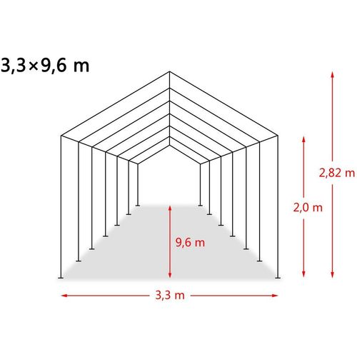 Uklonjivi šator za stoku PVC 550 g/m² 3,3 x 9,6 m tamnozeleni slika 2