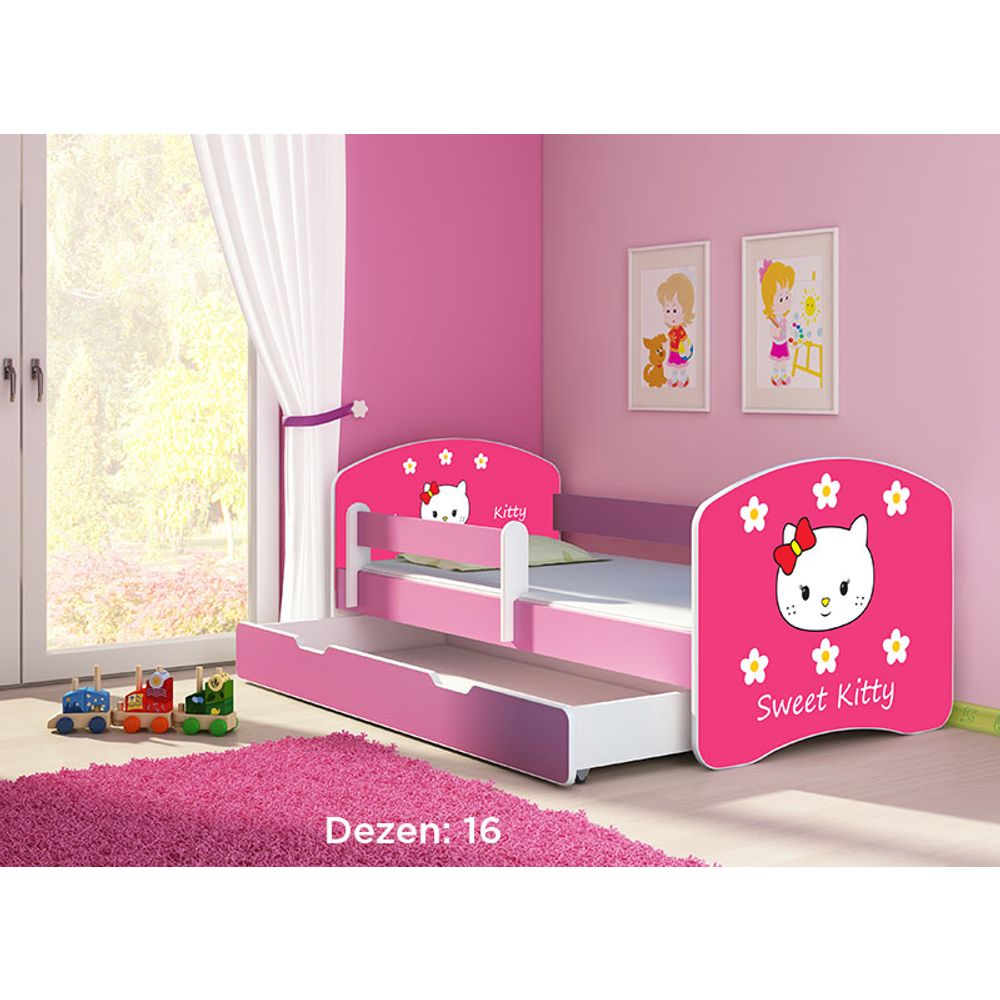 ACMA Dječiji krevet Acma II sa ladicom Pink - 140x70cm - Dezen 16 slika 2
