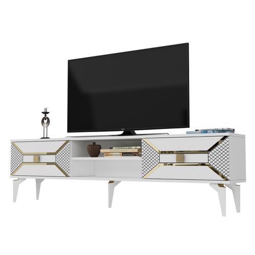 Woody Fashion Stalak za televizor, Yumedi - White, Gold slika 4