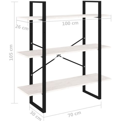 Ormarić za knjige s 3 razine bijeli 100x30x105 cm od borovine slika 8