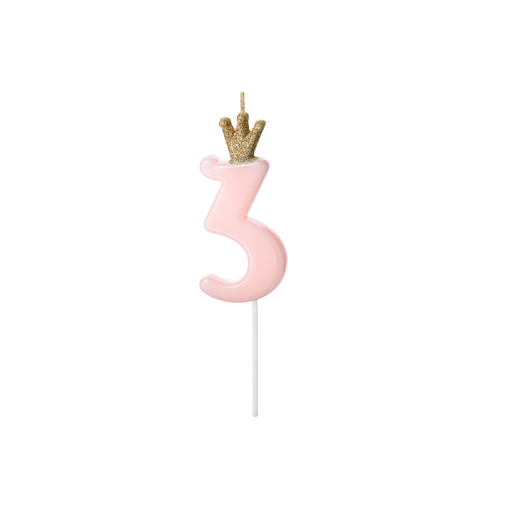 SCU6-3 Svjećica za tortu 3 Pink 9,5cm slika 1