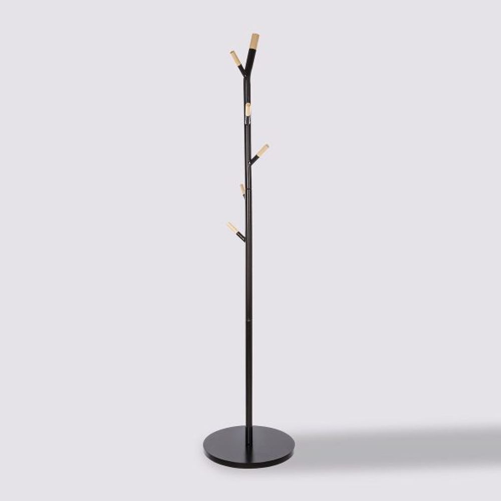 Five stalak vješalica za odjeću 6 kukica za odjeću, 44 x 175.5 cm, metal, crni slika 5