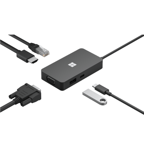 Adapter Microsoft USB-C Travel Hub USB-C3.2 USB-A Eth HDMI VGA slika 1