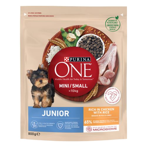 Purina ONE® Mini Junior, bogato piletinom, s rižom, 8x800g slika 1