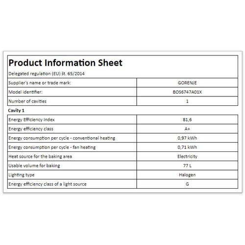 Gorenje ugradna rerna BOS6747A01X slika 3