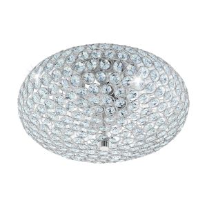 Eglo Clemente Plafonjera 1, E27, Ø350, Krom/Kristal