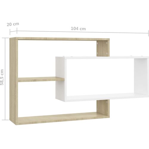 Zidne police bijele i boja hrasta 104 x 20 x 58,5 cm od iverice slika 29