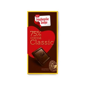 Najlepše želje crna čokolada selection  75% 75g