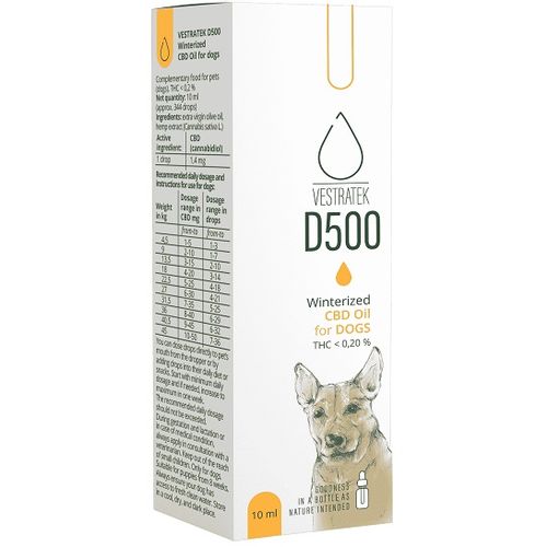 Vestratek CBD D500 ulje od konoplje dodatak ishrani za pse 10 ml slika 1