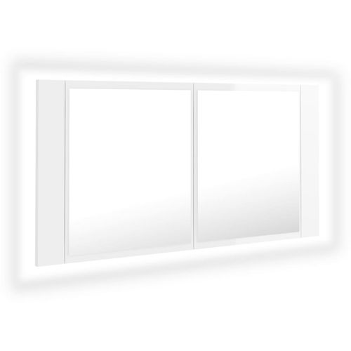 LED kupaonski ormarić s ogledalom sjajni bijeli 90x12x45 cm slika 2