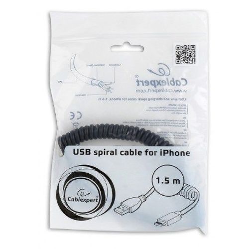 CC-LMAM-1.5M USB sync and charging spiral cable for iPhone, 1.5 m, black slika 1