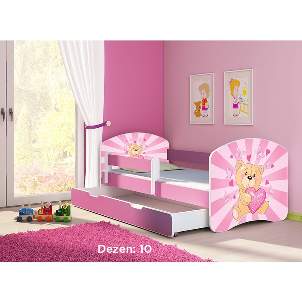 ACMA Dječiji krevet Acma II sa ladicom Pink - 140x70cm - Dezen 10 slika 2