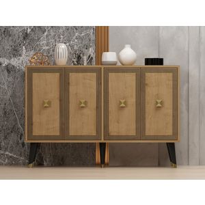 Ansel - Konzolni Sto u Zlatnoj Boji sa Safirno Hrastovim Detaljima