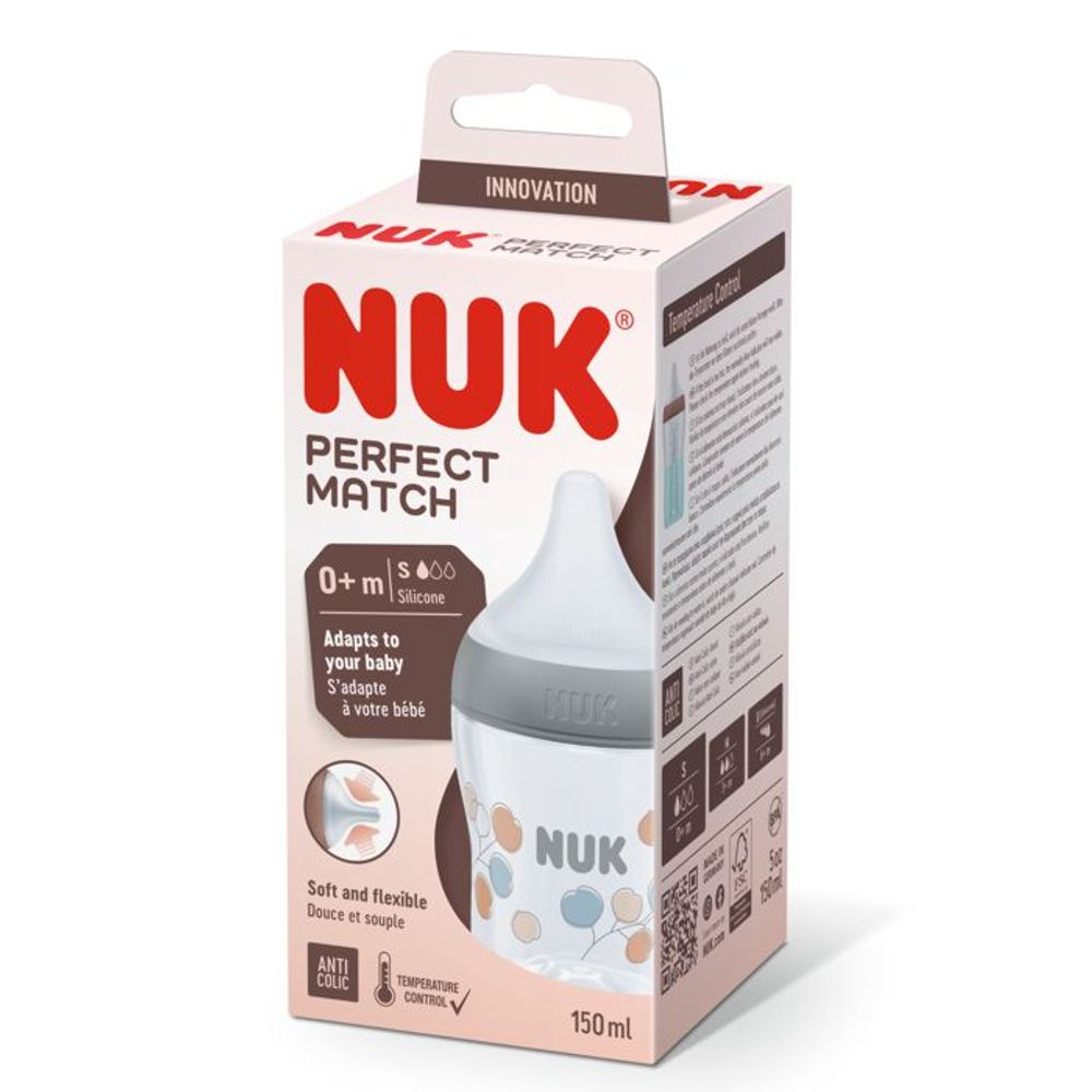 NUK Flašica Perfect Match 150ml 0+m, Pamuk slika 3