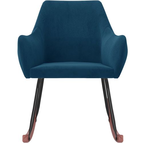 Stolica za ljuljanje plava baršunasta slika 4