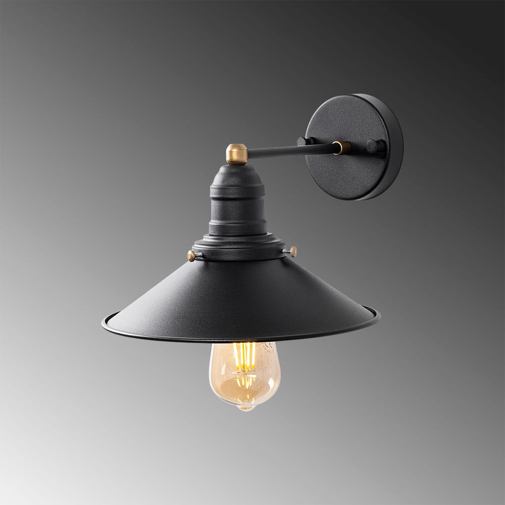 Konična - 12195 Crna Antikna Zidna Lampa slika 5