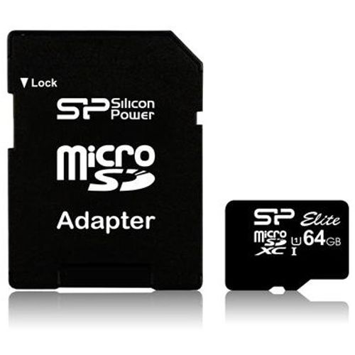 Silicon Power SP064GBSTXBU1V10SP MicroSD 64GB, Elite, SDXC, UHS-I U1 Class 10, Read up to 100MB/s, Full HD, w/SD Adapter slika 1