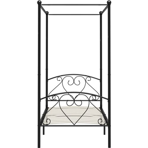 Okvir za krevet s nadstrešnicom crni metalni 90 x 200 cm slika 8