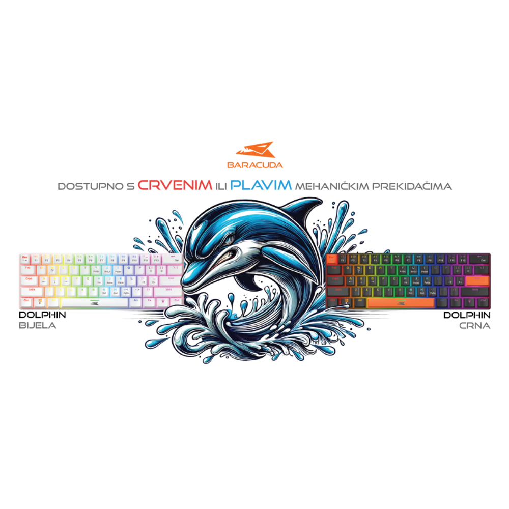 Baracuda Mehanička tastatura BGK-03211 DOLPHIN  / US, crveni prekidači slika 9