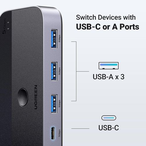 UGREEN USB 3.0 prekidač za dijeljenje USB C & A uređaja između 2 računala slika 3