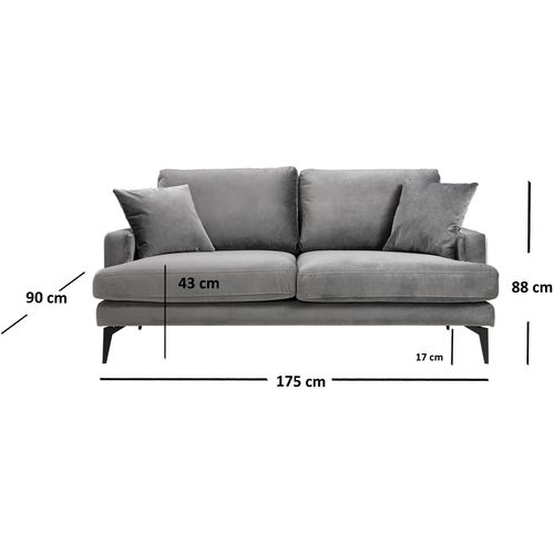 Atelier Del Sofa Dvosjed PAPIRA siva, Papira 2 Seater - Grey slika 4