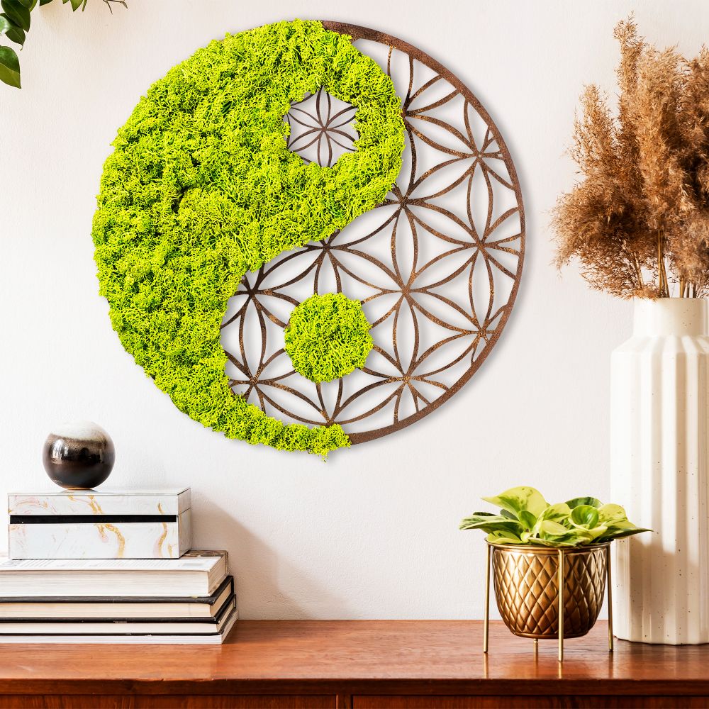 Decorative wall accessory Yin Yang, colours: green, brown slika 1