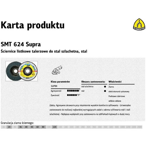 Klingspor brusni disk za nehrđajući čelik, izbočen 125mm P 80 SMT624 Supra, 10 + 2 kom slika 1