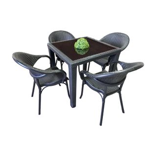 Tilia Baštenski Set Flash-R, sto i 4 stolice, Crni 80X80