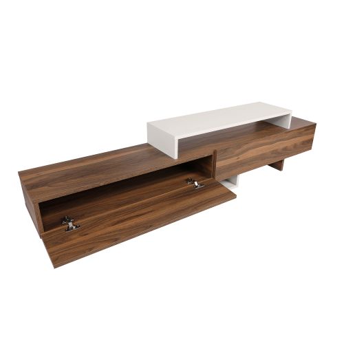 Woody Fashion TV jedinica, Bijela boja tikovina, Nirvana - Teak, White slika 10