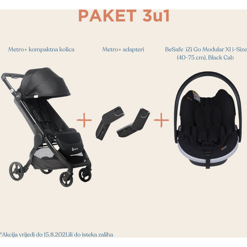 Ergobaby Metro+ kompaktna gradska kolica, Siva + BeSafe autosjedalica iZi Go Modular X1 i-Size (40-75 cm), Black cab + Metro+ Adapteri za auto slika 2