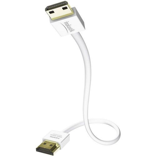 Inakustik HDMI priključni kabel HDMI A utikač, HDMI Mini C utikač 3.00 m bijela 004246203 audio povratni kanal (arc), pozlaćeni kontakti HDMI kabel slika 1