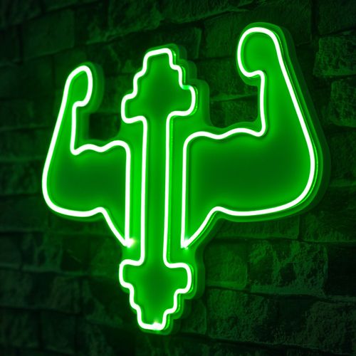 Wallity Ukrasna plastična LED rasvjeta, Gym Dumbbells WorkOut - Green slika 8