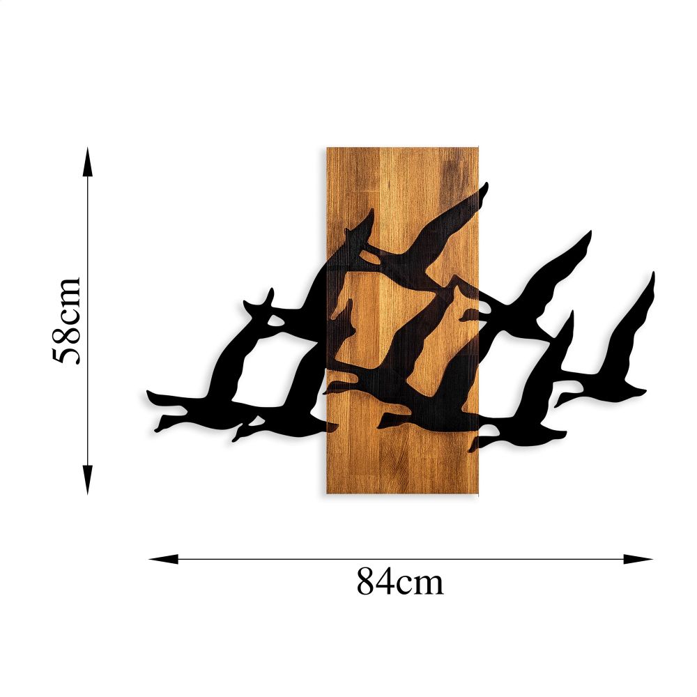 Dekorativni Drveni Zidni Ukras 'Migrant Birds' - 375 Orah Crni slika 6