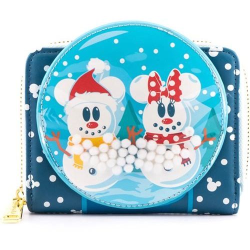 Loungefly Disney Snowman Mickey Minnie Snow Globe Zip Around novčanik slika 1